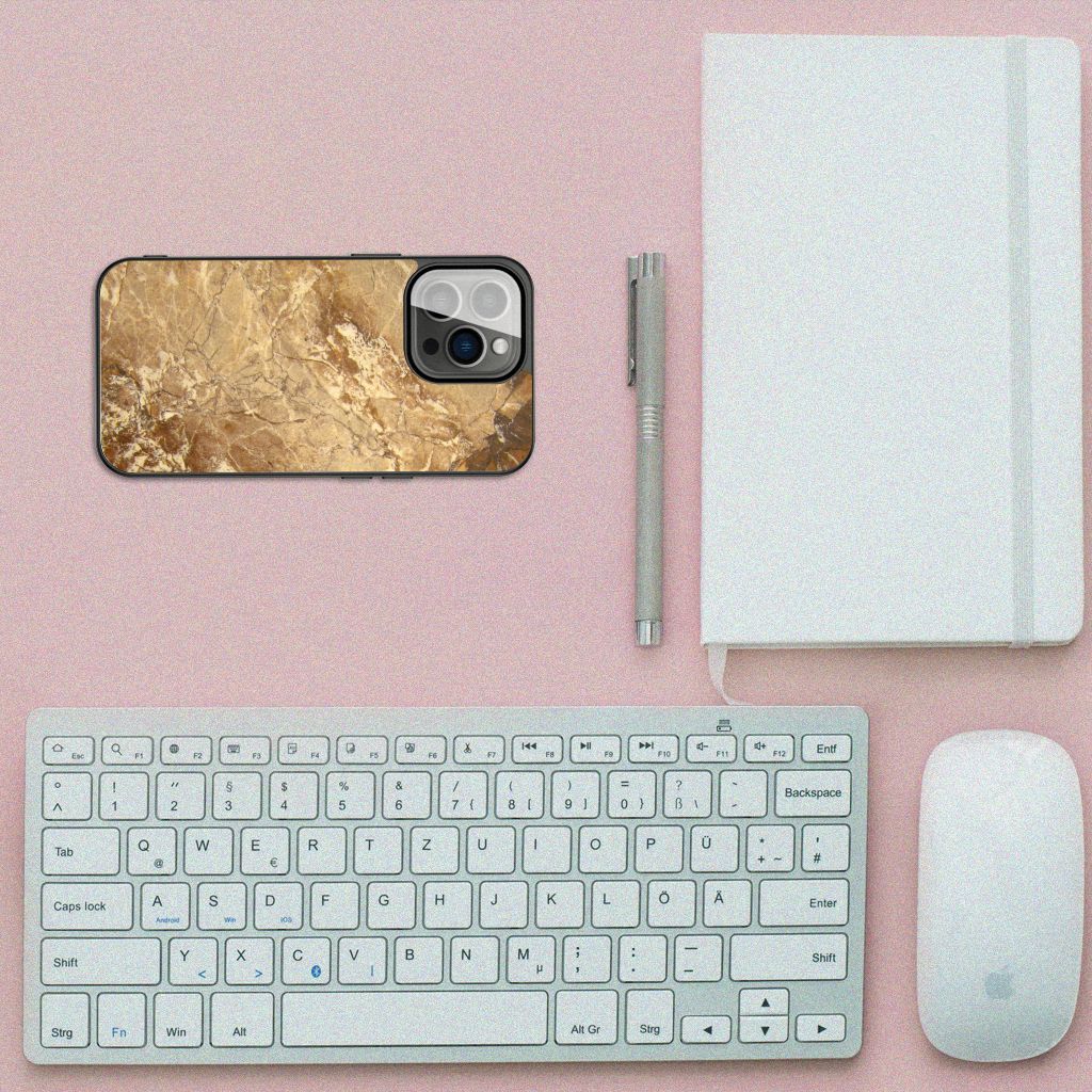 iPhone 13 Pro Marmeren Print Telefoonhoesje Marmer Creme B2C Telecom