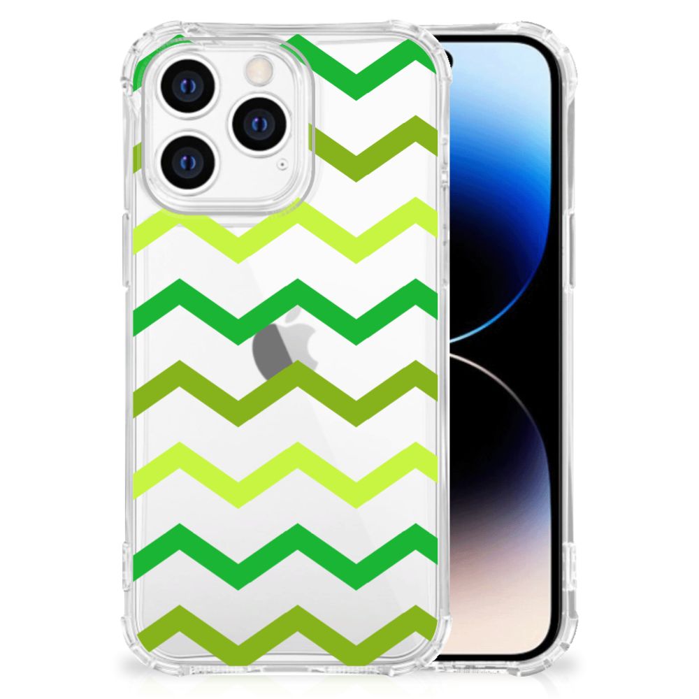 iPhone 14 Pro Doorzichtige Silicone Hoesje Zigzag Groen B2C Telecom