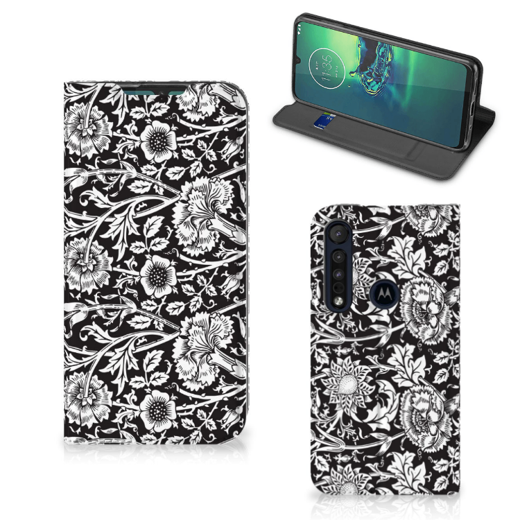 Motorola G8 Plus Smart Cover Black Flowers - B2C Telecom