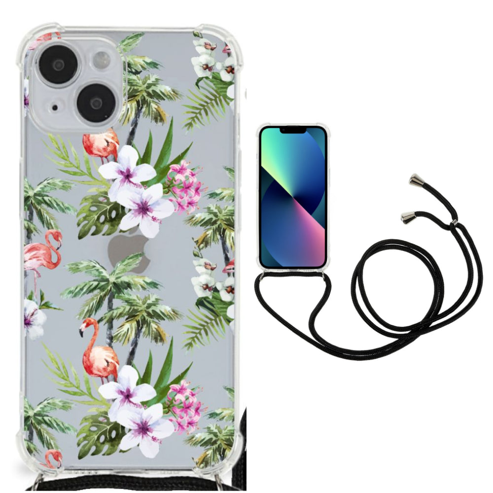 iPhone 14 Case Anti-shock Flamingo Palms