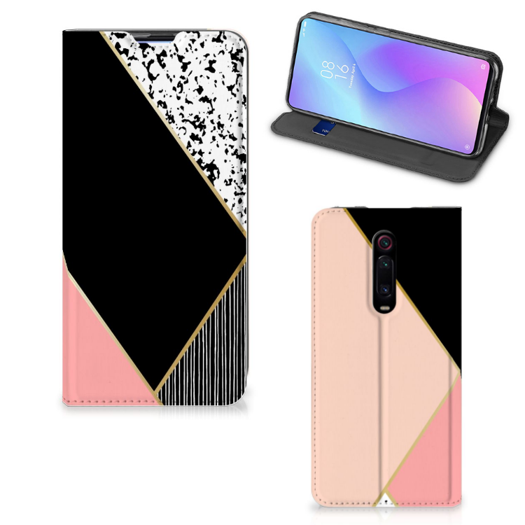 Xiaomi Redmi K20 Pro Stand Case Zwart Roze Vormen - B2C Telecom