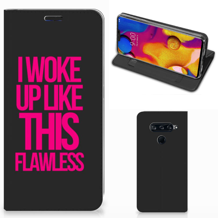 LG V40 Thinq Hoesje met tekst Woke Up - Origineel Cadeau Zelf Maken