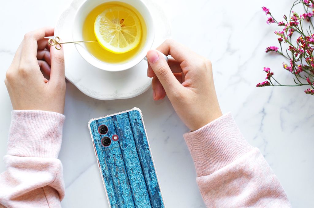 Motorola Moto G84 Stevig Telefoonhoesje Wood Blue