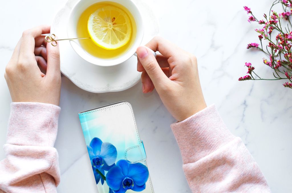 Motorola G8 Power Hoesje Orchidee Blauw - Cadeau voor je Moeder