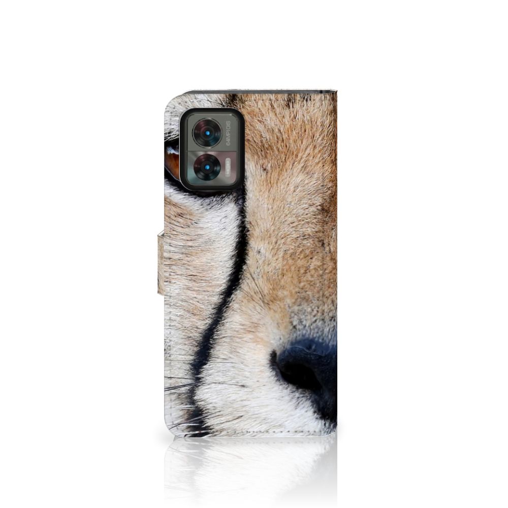 Motorola Edge 30 Neo Telefoonhoesje met Pasjes Cheetah close-up afbeelding van cheeta
