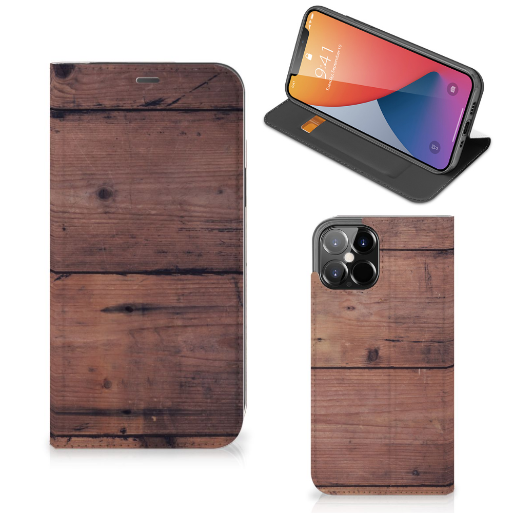 iPhone 12 Pro Max Book Wallet Case Old Wood - B2C Telecom
