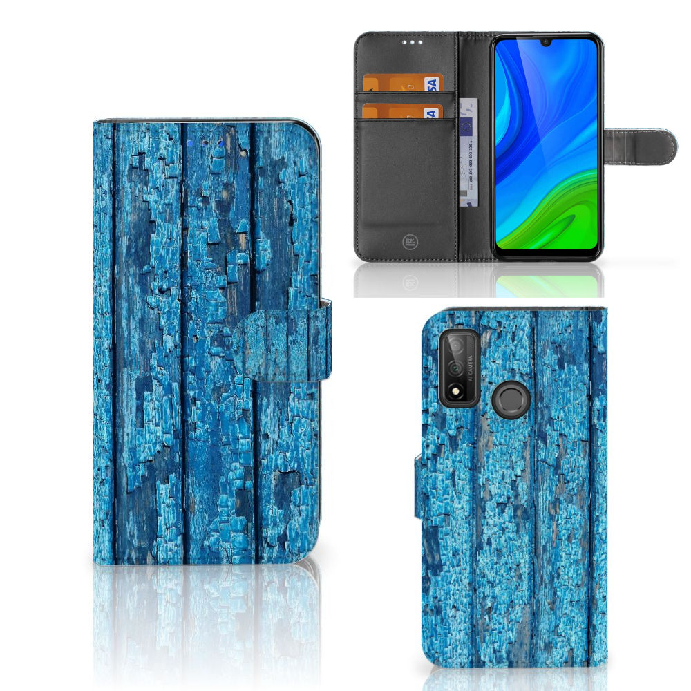 Huawei P Smart 2020 Book Style Case Wood Blue