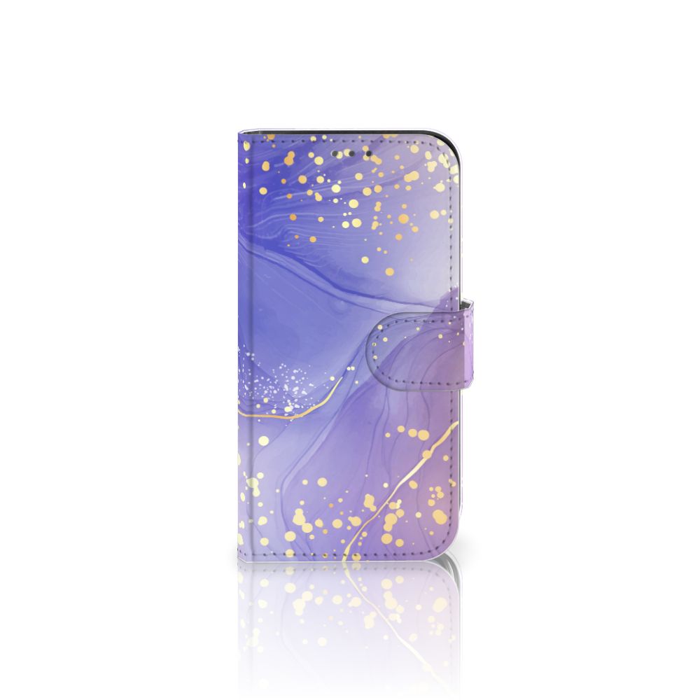 Hoesje voor Apple iPhone 12 Mini Watercolor Paars met een prachtig paars en gouden ontwerp 💜.