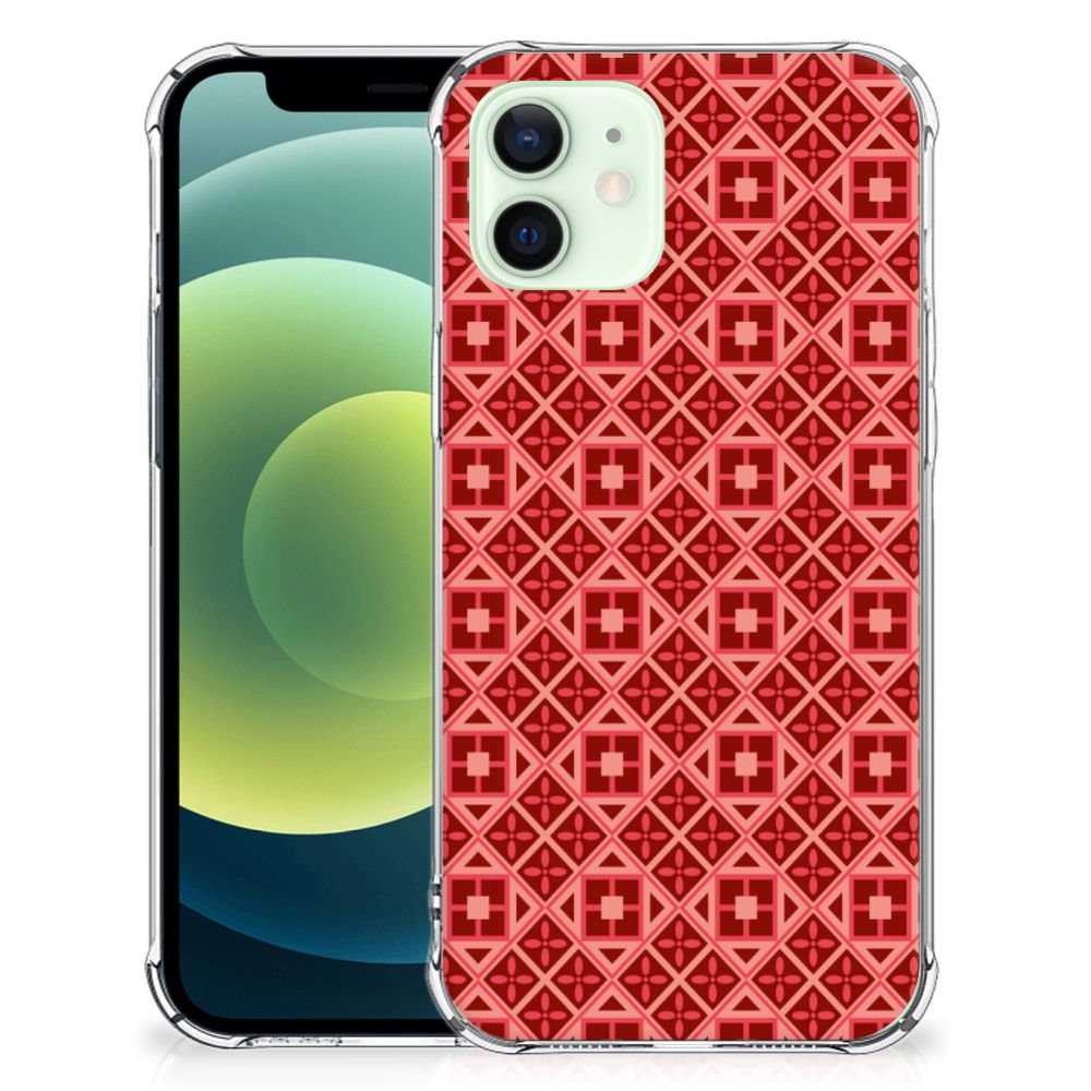 iPhone 12 Mini Doorzichtige Silicone Hoesje Batik Rood B2C Telecom