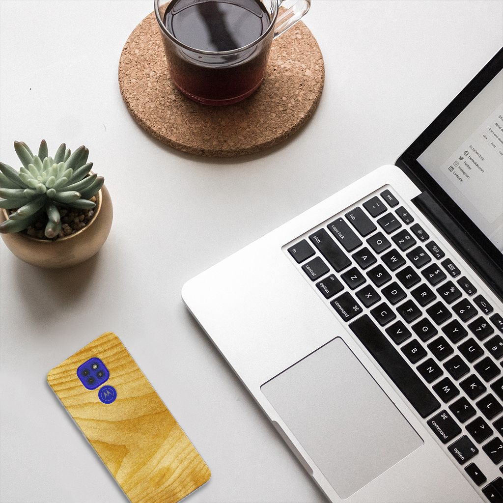 Motorola Moto G9 Play | E7 Plus Bumper Hoesje Licht Hout B2C Telecom