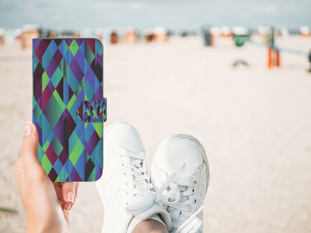 Samsung Galaxy A03s Book Case Abstract Green Blue