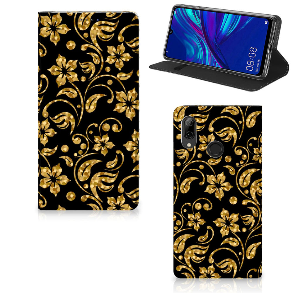 Huawei P Smart (2019) Smart Cover Gouden Bloemen