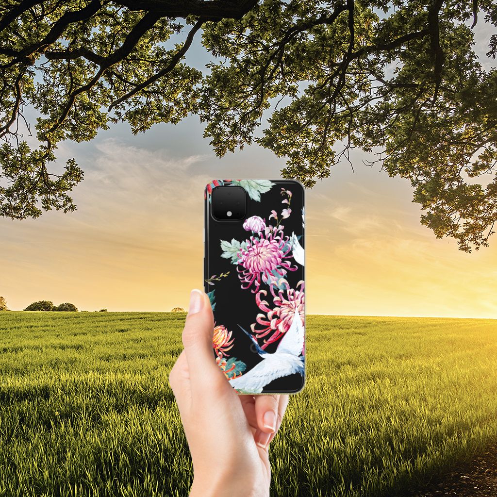 Google Pixel 4 XL TPU Hoesje Bird Flowers