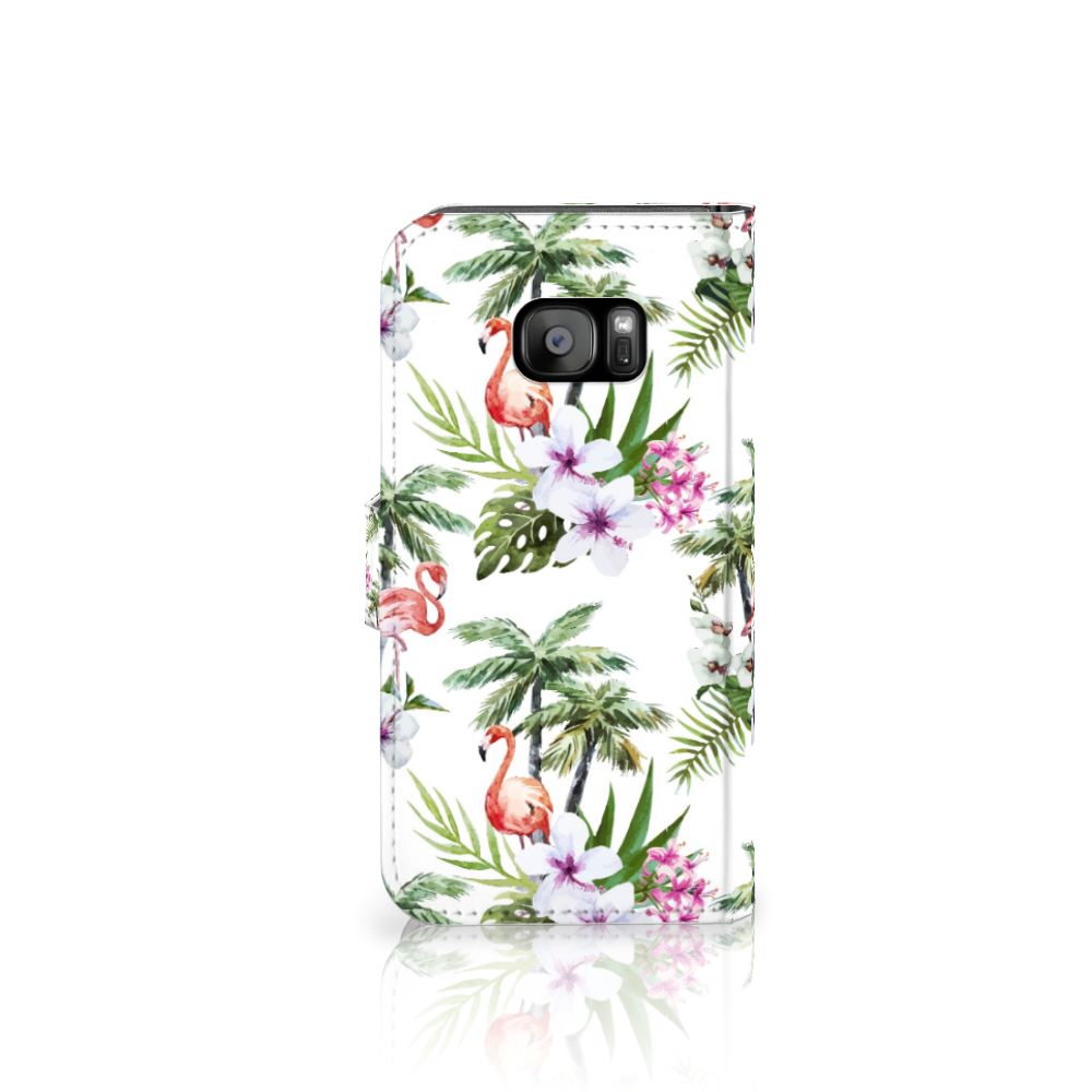 Samsung Galaxy S7 Edge Telefoonhoesje met Pasjes Flamingo Palms
