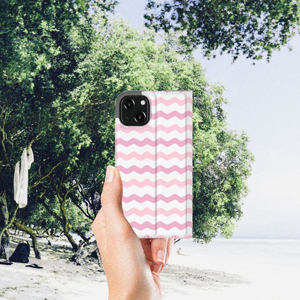 iPhone 13 Hoesje met Magneet Waves Roze