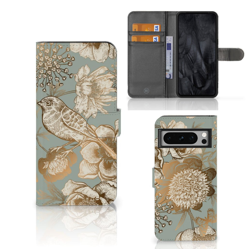 Hoesje voor Google Pixel 8 Pro Vintage Bird Flowers