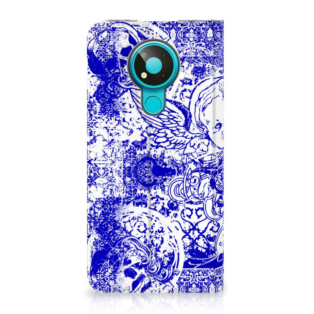 Mobiel BookCase Nokia 3.4 Angel Skull Blauw - B2C Telecom