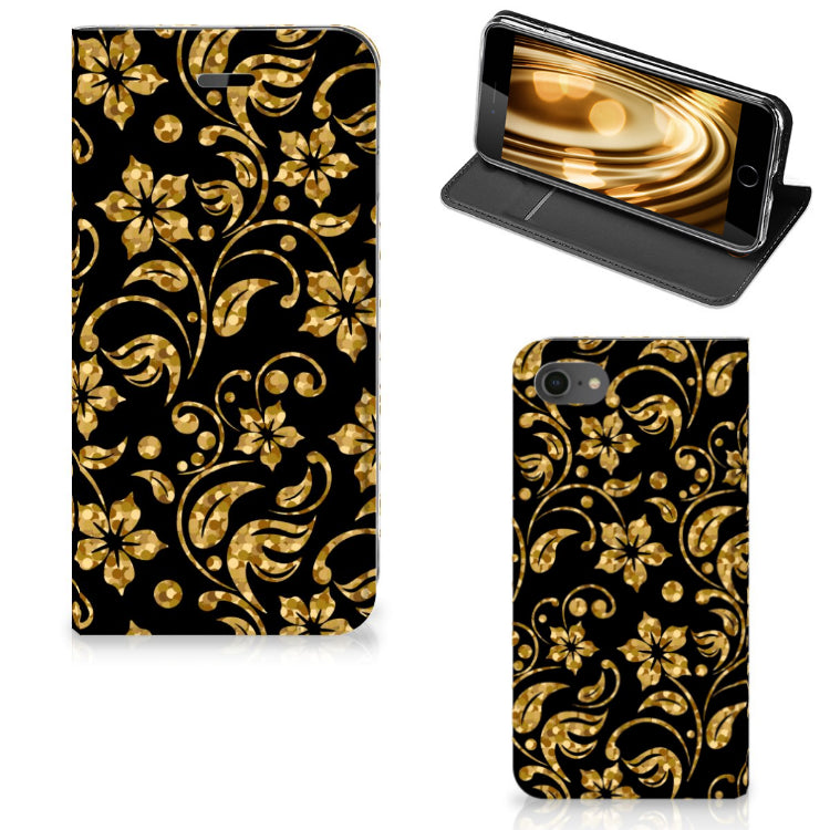 iPhone 7 | 8 | SE (2020) | SE (2022) Smart Cover Gouden Bloemen