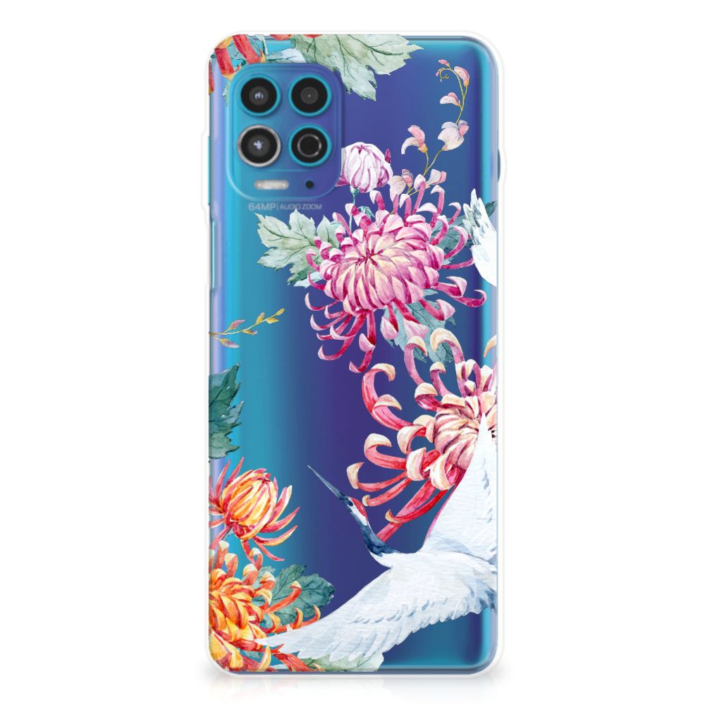 Motorola Moto G100 TPU Hoesje Bird Flowers
