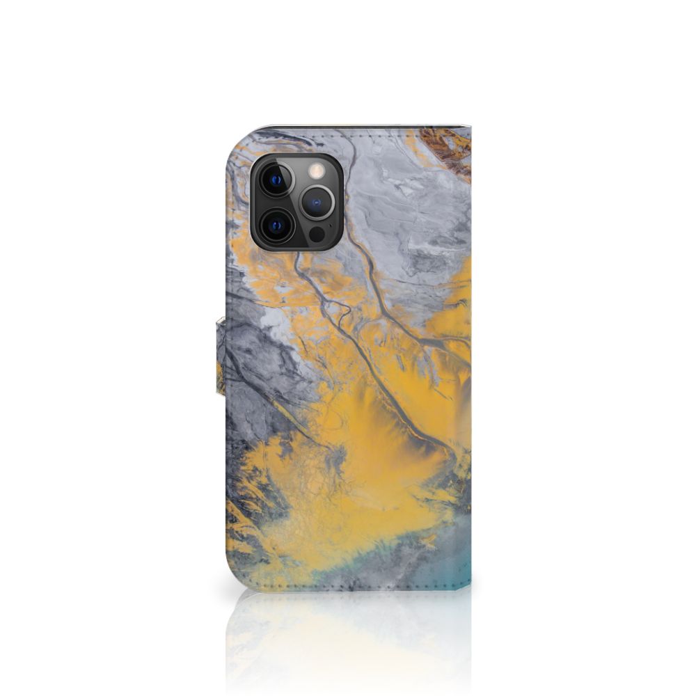 Apple iPhone 12 Pro Max Bookcase Marble Blue Gold