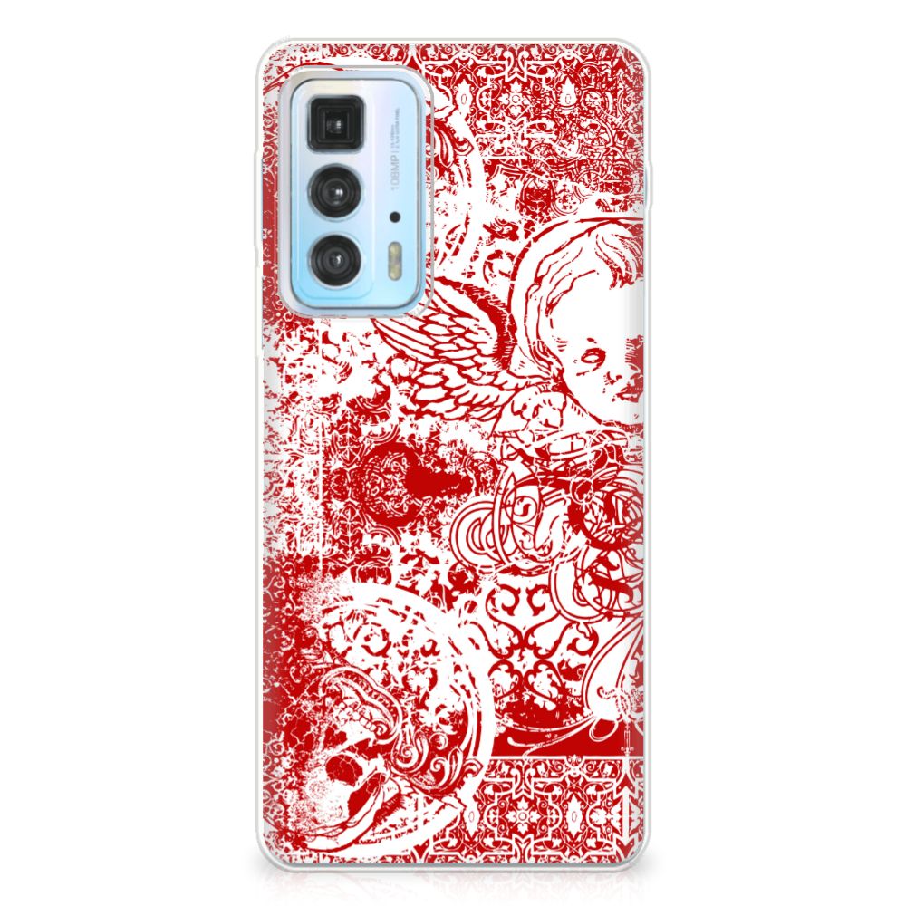Silicone Back Case Motorola Edge 20 Pro Angel Skull Rood