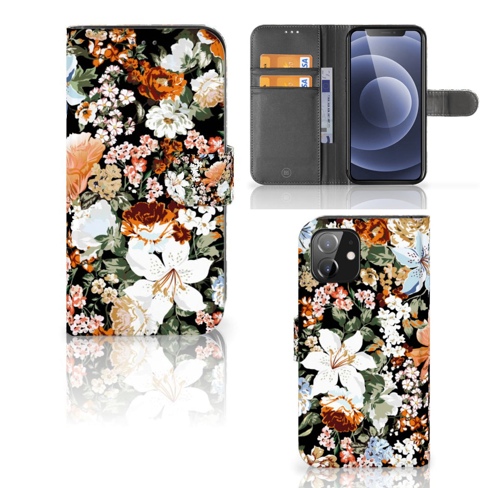 Hoesje voor iPhone 12 | 12 Pro (6.1") Dark Flowers