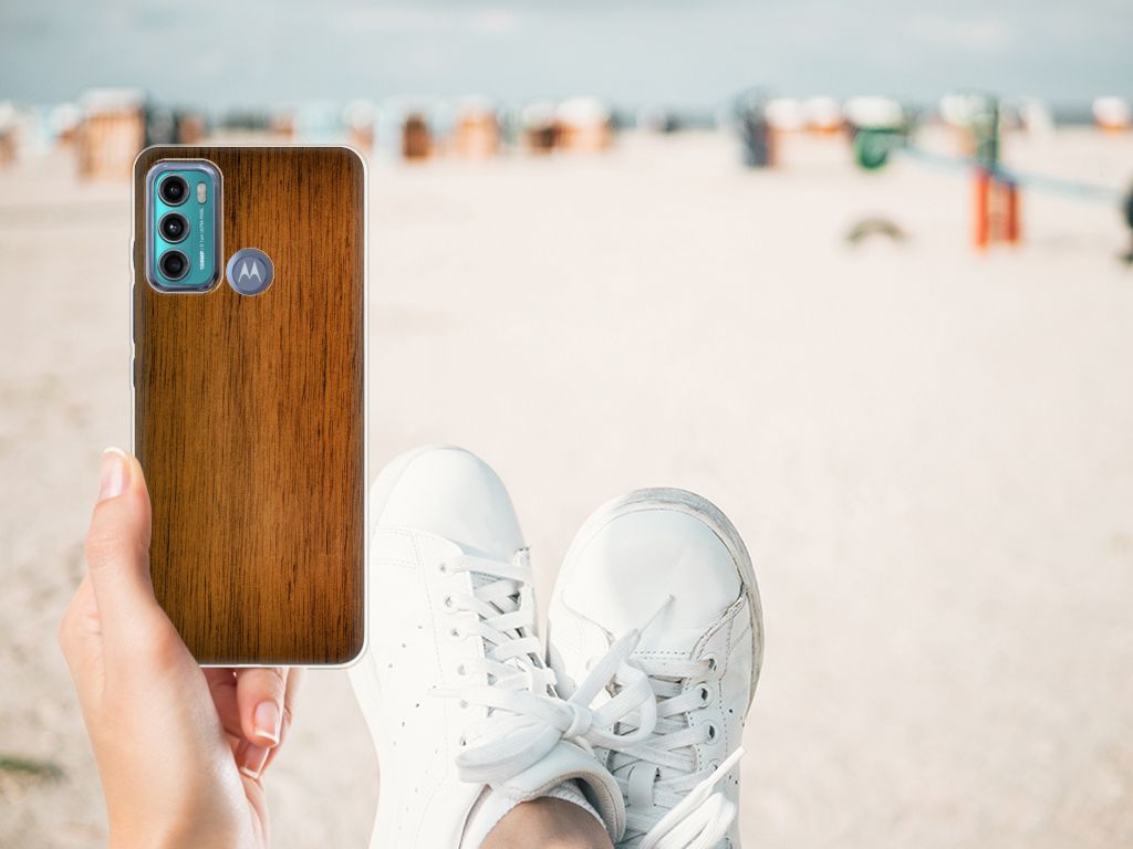Motorola Moto G60 Bumper Hoesje Donker Hout B2C Telecom