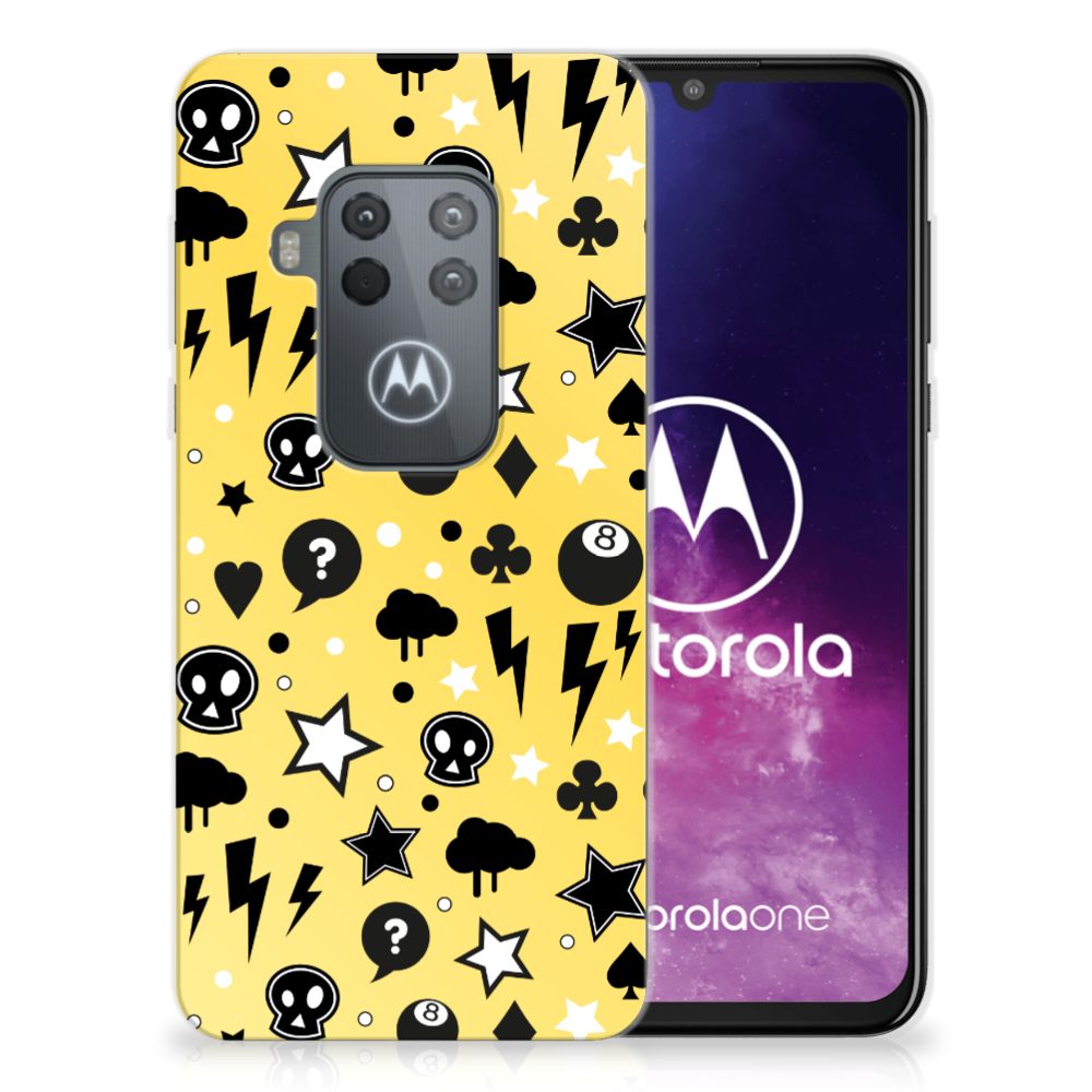 Silicone Back Case Motorola One Zoom Punk Geel