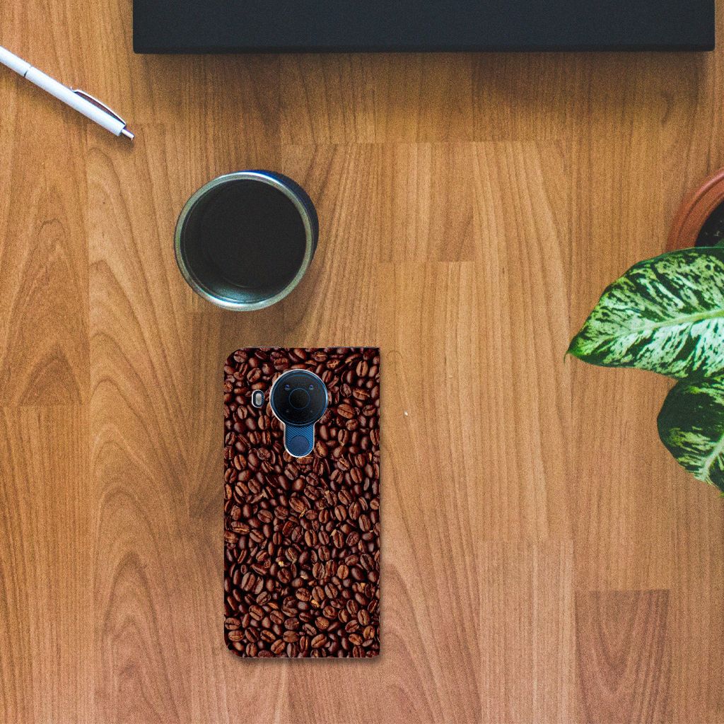 Nokia 5.4 Flip Style Cover Koffiebonen - B2C Telecom