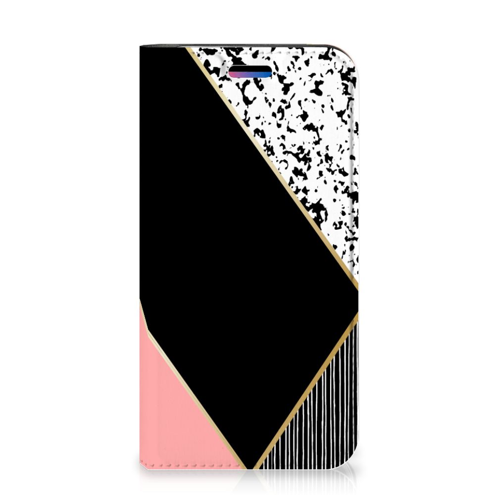 Apple iPhone X | Xs Stand Case Zwart Roze Vormen