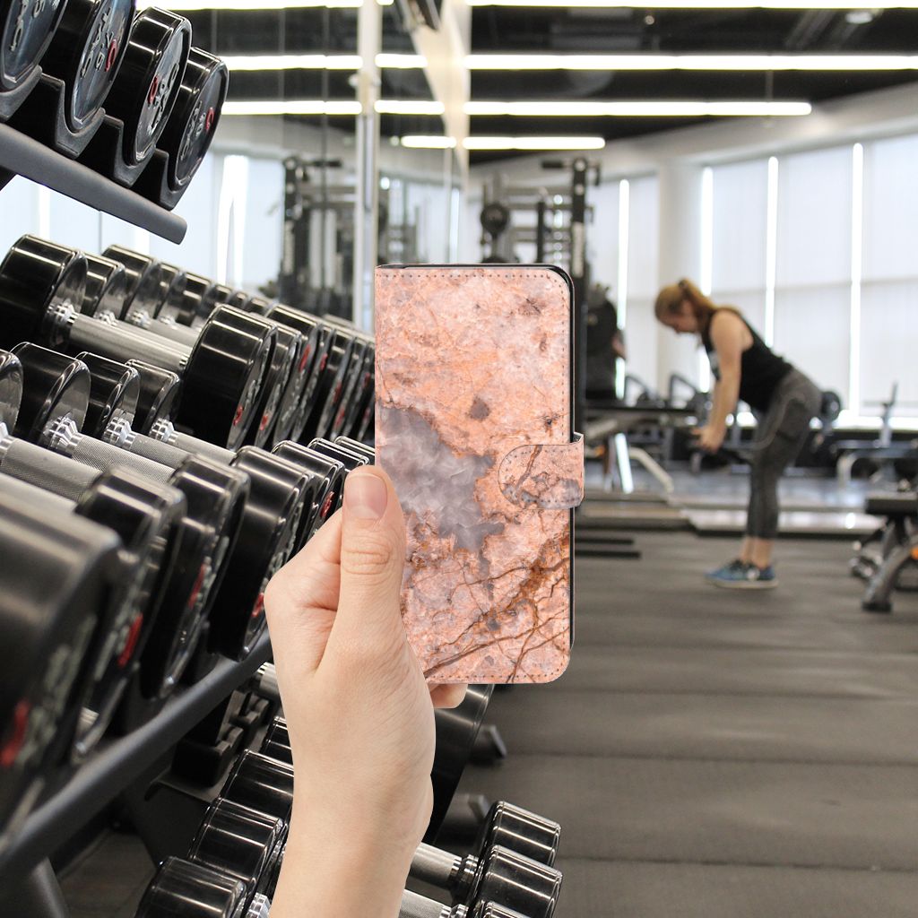 Motorola Moto G72 Bookcase Marmer Oranje