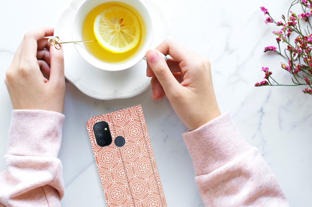 OnePlus Nord N100 Hoesje met Magneet Pattern Orange - B2C Telecom