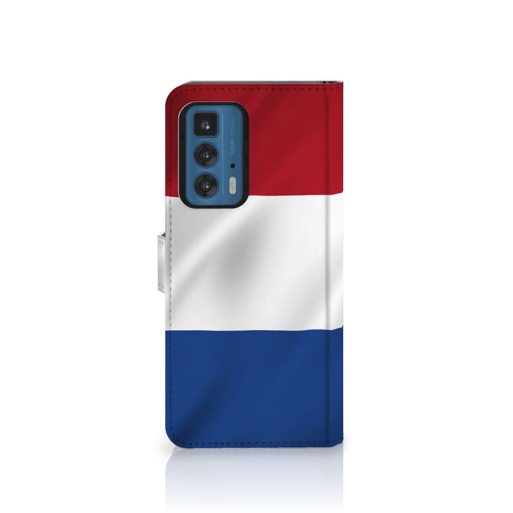Motorola Edge 20 Pro Bookstyle Case Nederlandse Vlag met artistiek ontwerp van de Nederlandse vlag