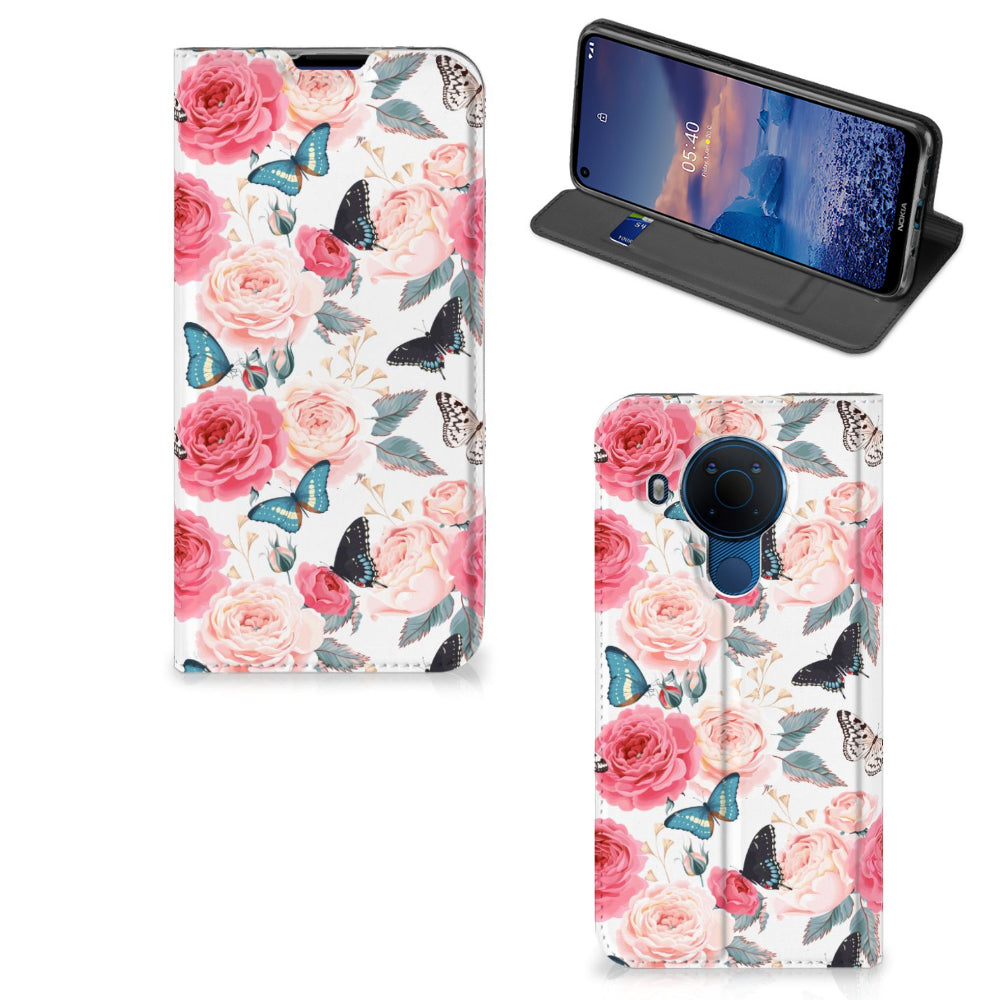 Nokia 5.4 Smart Cover Butterfly Roses