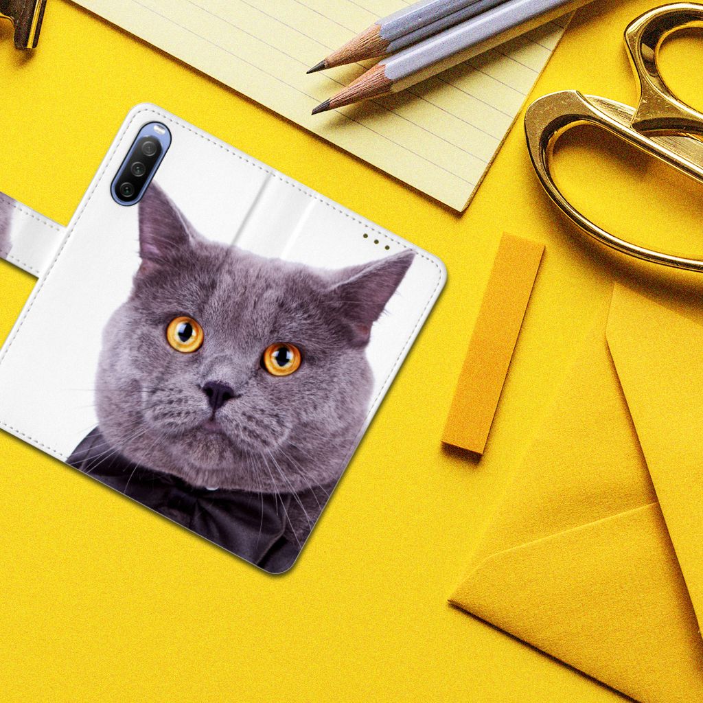 Sony Xperia 10 III Telefoonhoesje met Pasjes Kat