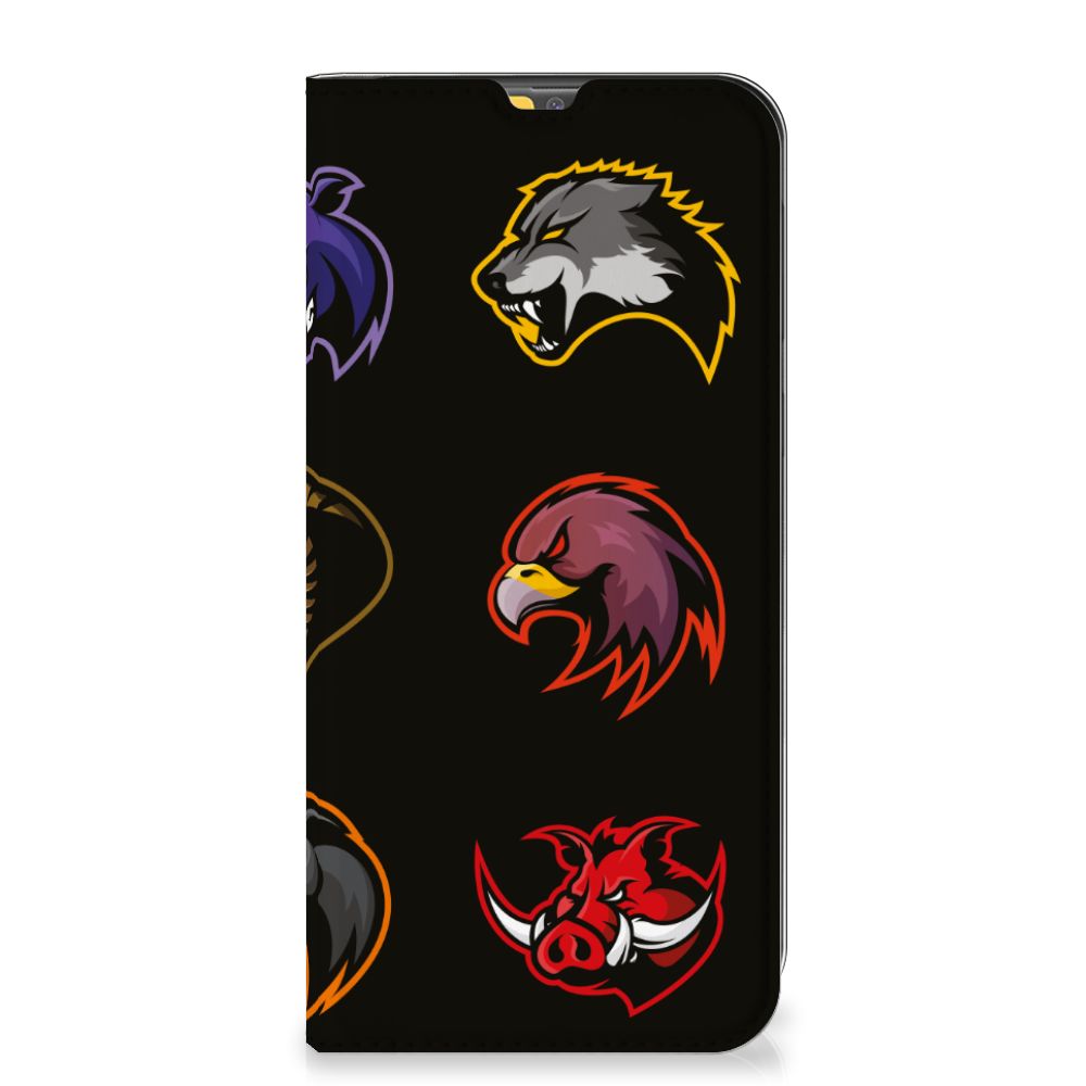 Samsung Galaxy M30s | M21 Magnet Case Cartoon with various animal logos on a black background.