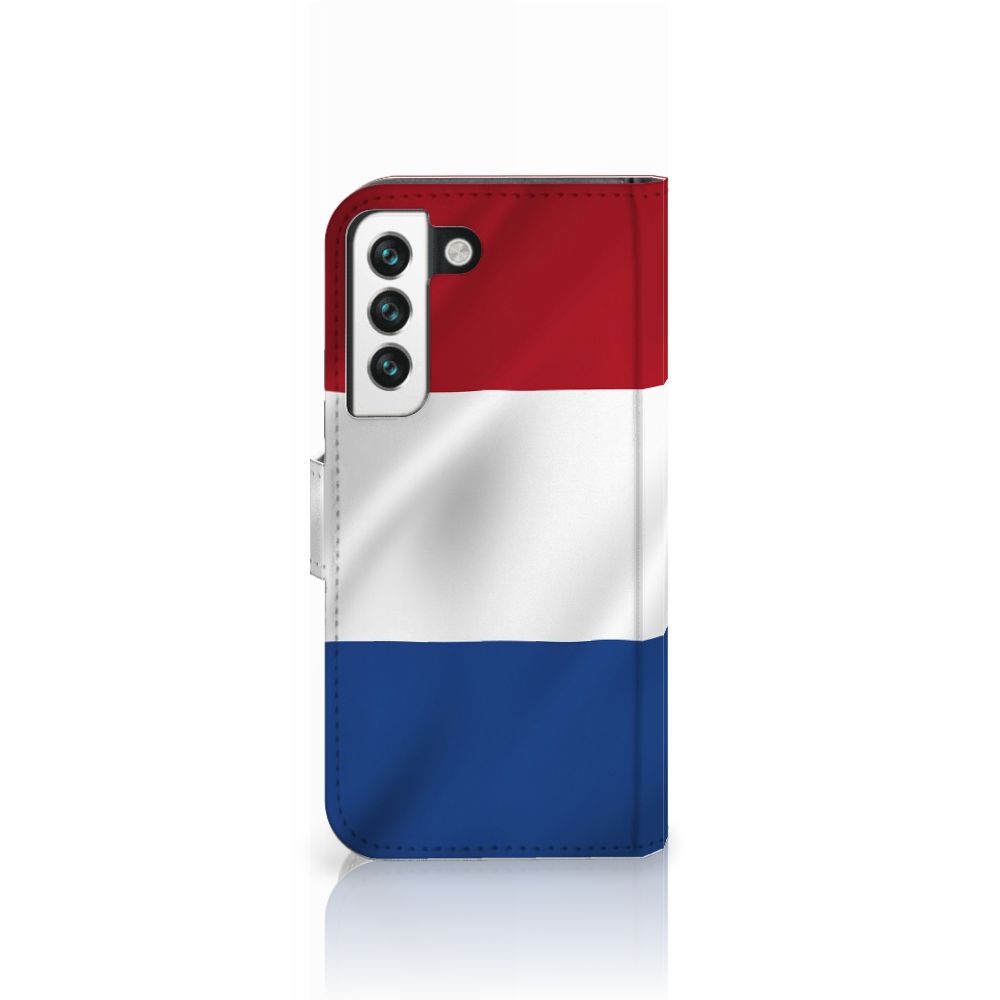 Samsung Galaxy S22 Bookstyle Case Nederlandse Vlag met artistiek ontwerp van de Nederlandse vlag.