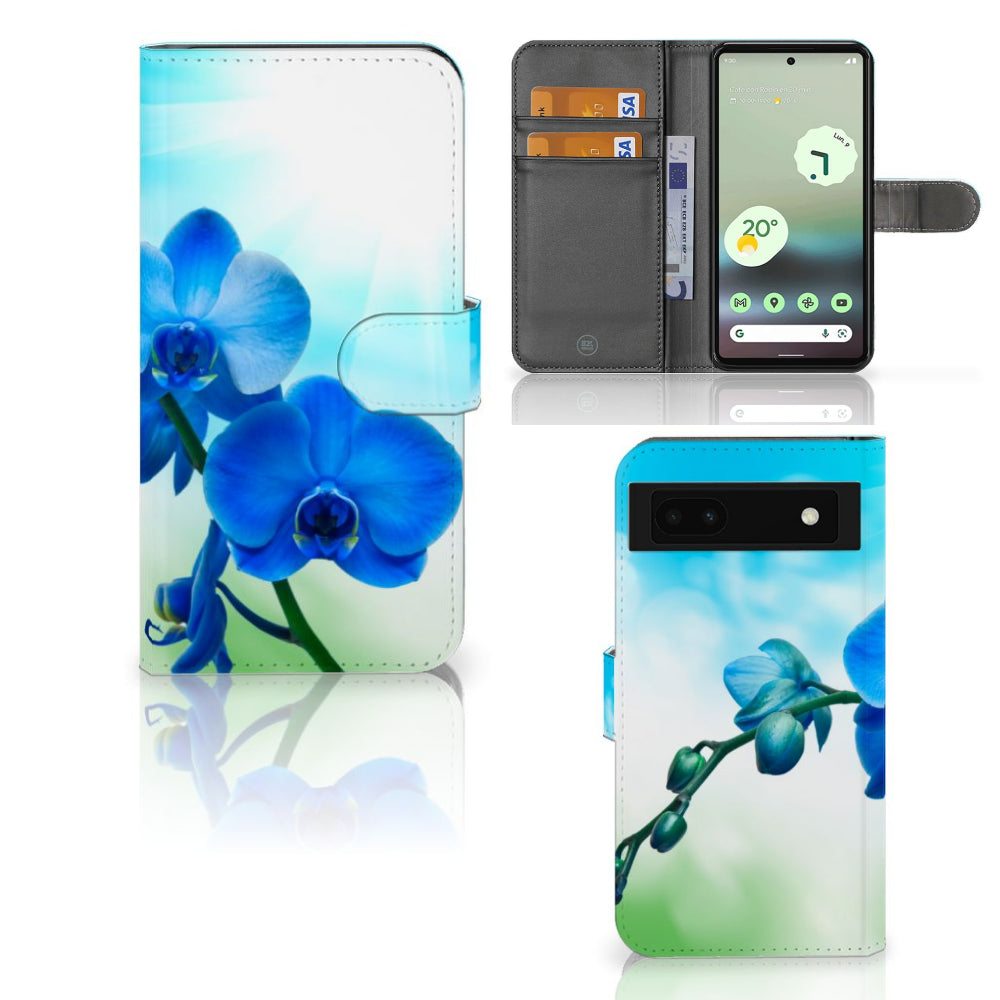 Google Pixel 6A Hoesje Orchidee Blauw - Cadeau voor je Moeder