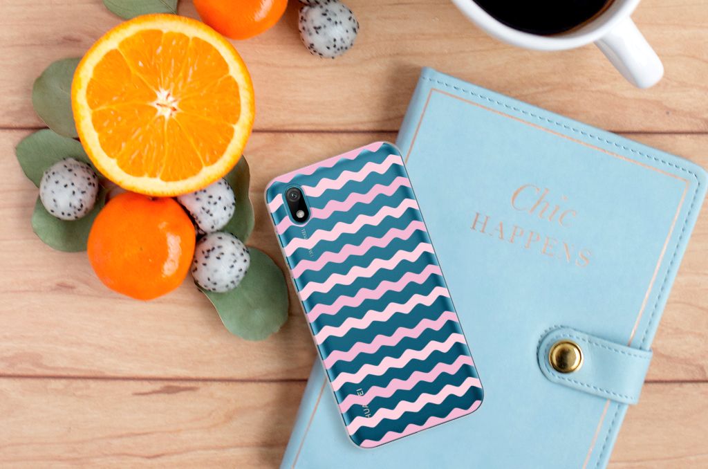 Huawei Y5 (2019) TPU bumper Waves Roze