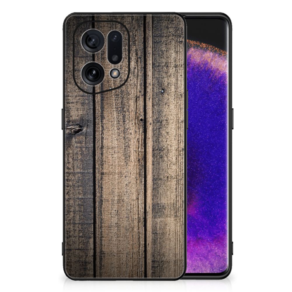 OPPO Find X5 Houten Print Telefoonhoesje Steigerhout
