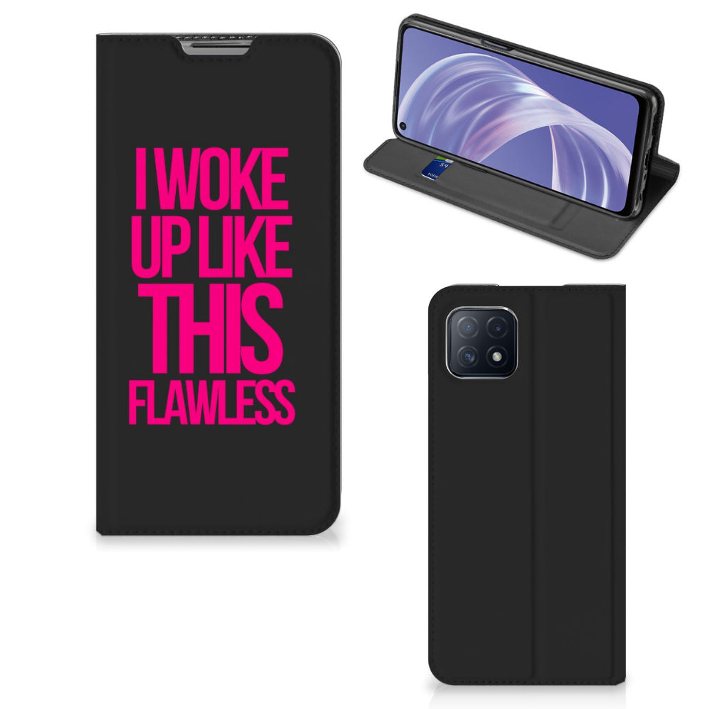 OPPO A73 5G Hoesje met tekst Woke Up - Origineel Cadeau Zelf Maken