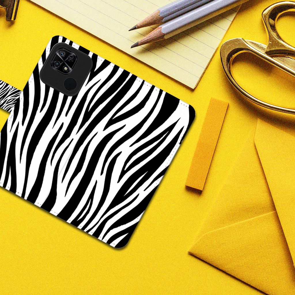 Xiaomi Redmi 10C Telefoonhoesje met Pasjes Zebra