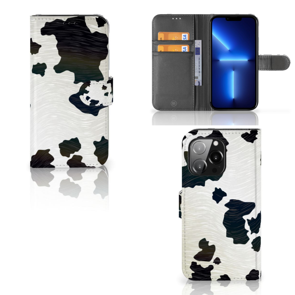 iPhone 13 Pro Telefoonhoesje met Pasjes Koeienvlekken