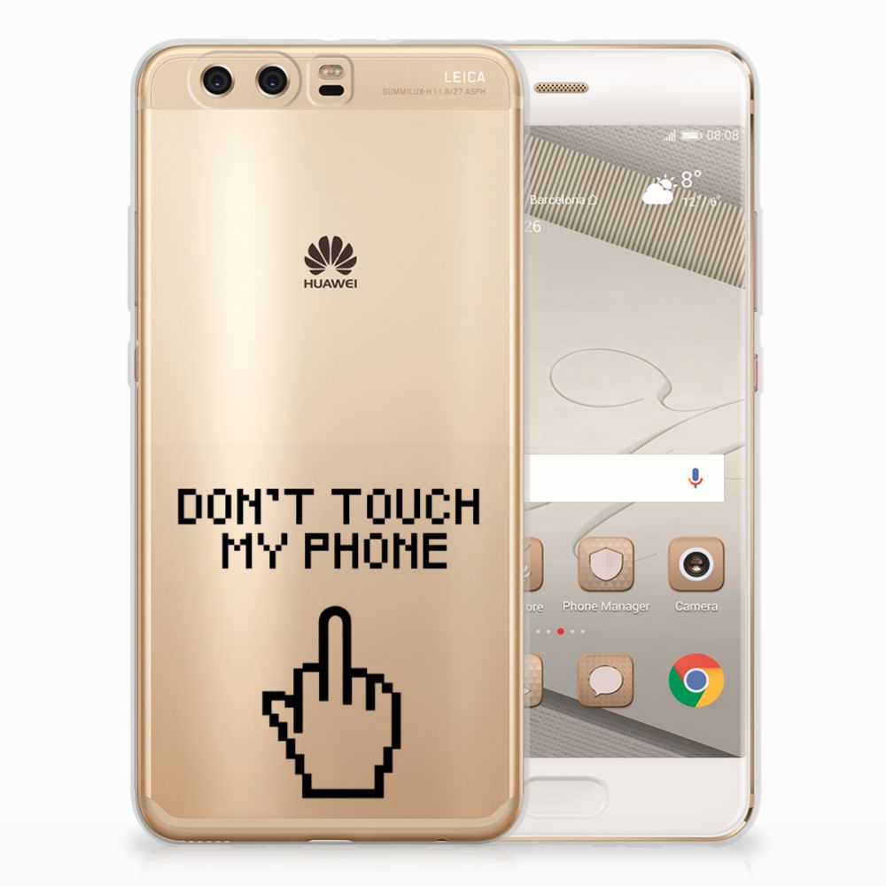 Huawei P10 Plus Silicone-hoesje Finger Don't Touch My Phone