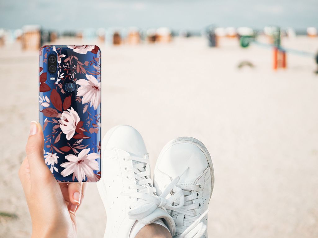 Hoesje maken Motorola One Vision Watercolor Flowers