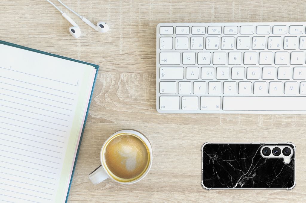 Samsung Galaxy S23 Anti-Shock Hoesje Marmer Zwart - Origineel Cadeau Vader B2C Telecom