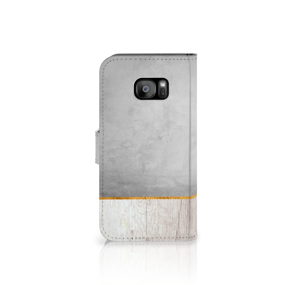 Samsung Galaxy S7 Edge Book Style Case Wood Concrete