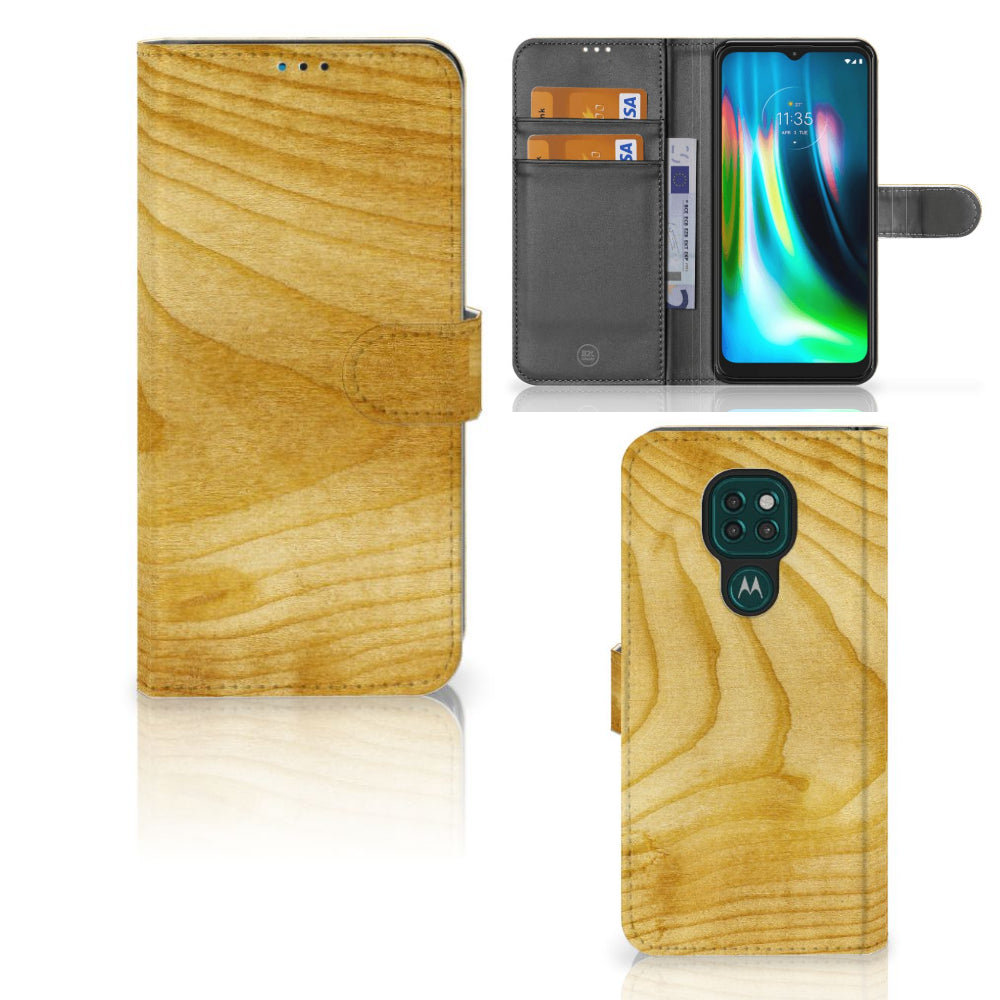 Motorola Moto G9 Play | E7 Plus Book Style Case Licht Hout