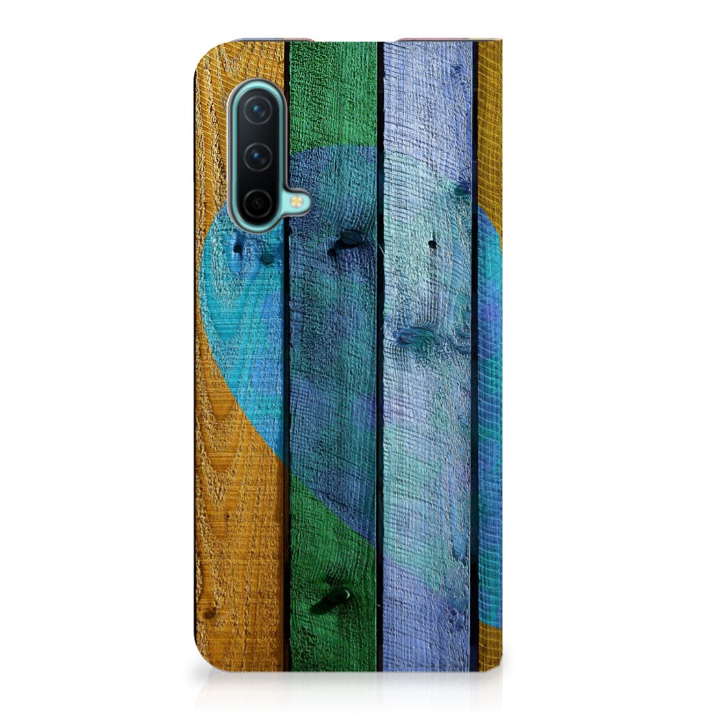 OnePlus Nord CE 5G Book Wallet Case Wood Heart - Cadeau voor je Vriend - B2C Telecom