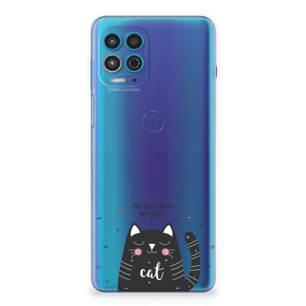Motorola Moto G100 Telefoonhoesje met Naam Cat Good Day B2C Telecom